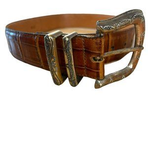 Brighton Western Leather Animal Print Belt M Women Brown